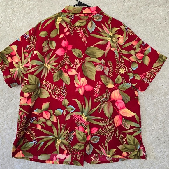 Vintage Sag Harbor Shirt Womens 1X Red‎ Floral Button Hawaiian Cottage Bloom - Picture 8 of 11